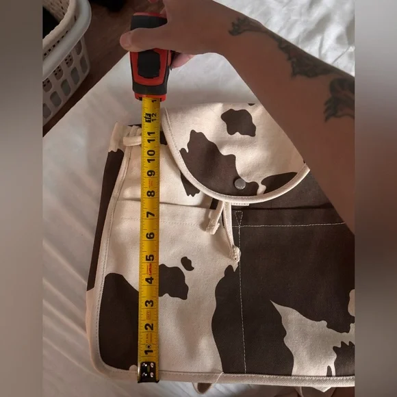 Baggu Cow Print Drawstring Backpack - Picture 3 of 8